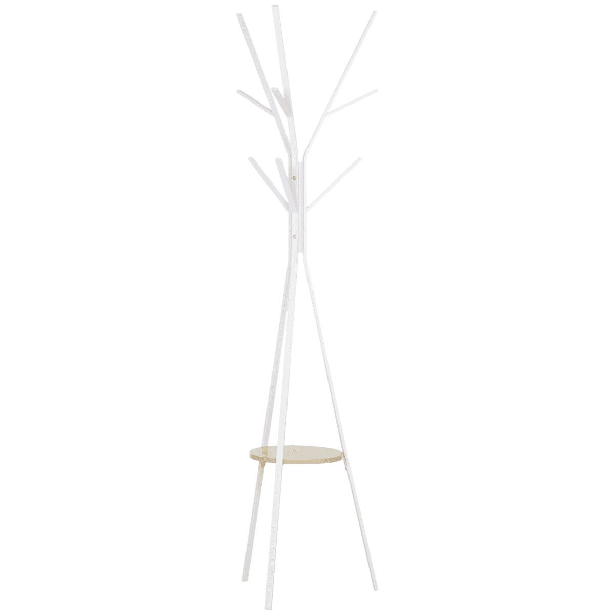 180cm Coat Rack Metal Clothes and Scarves Hat Hanger Hall Tree 9 Hooks-White