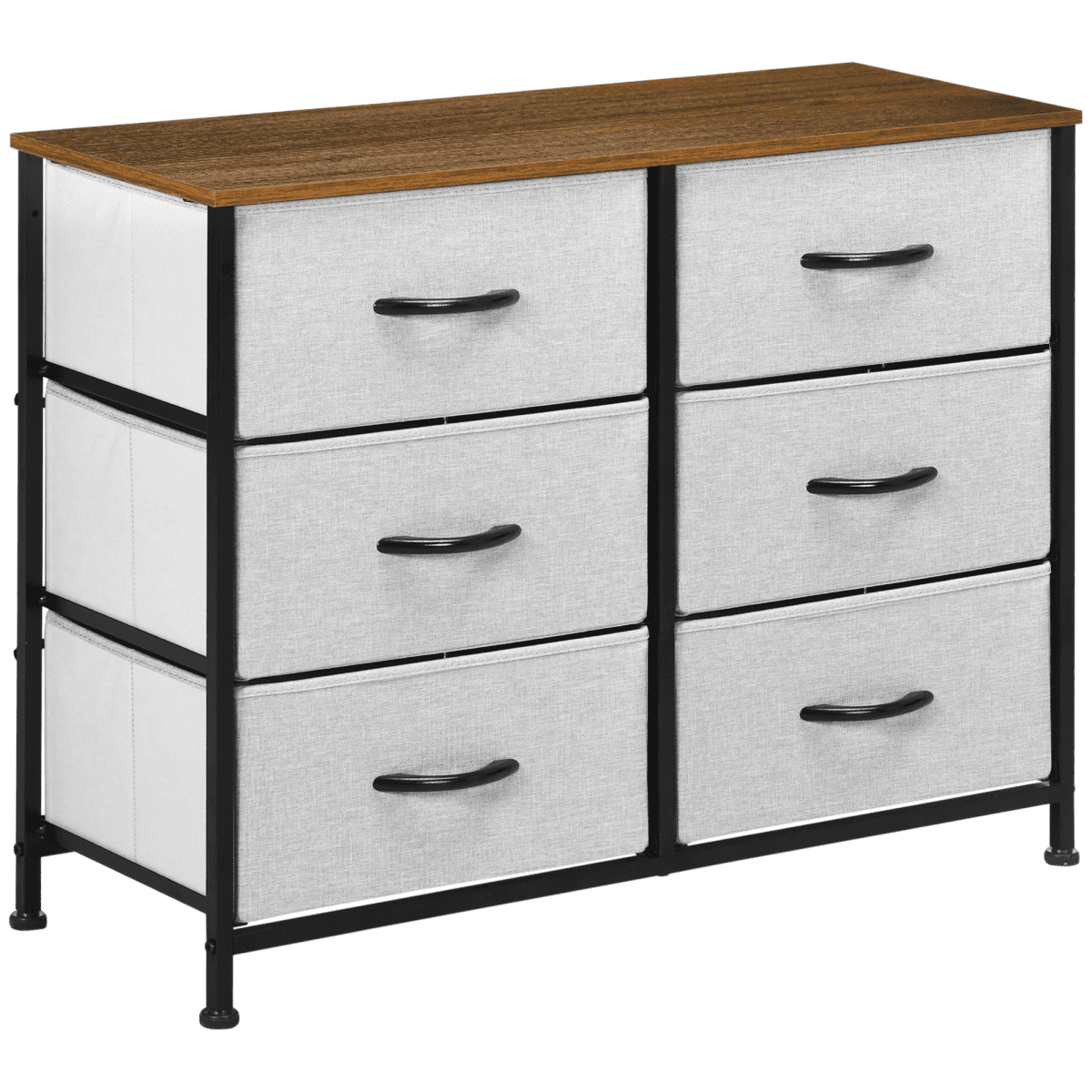 6 Drawer Fabric Chest of Drawers w/ Wooden Top for Closet Hallway Grey