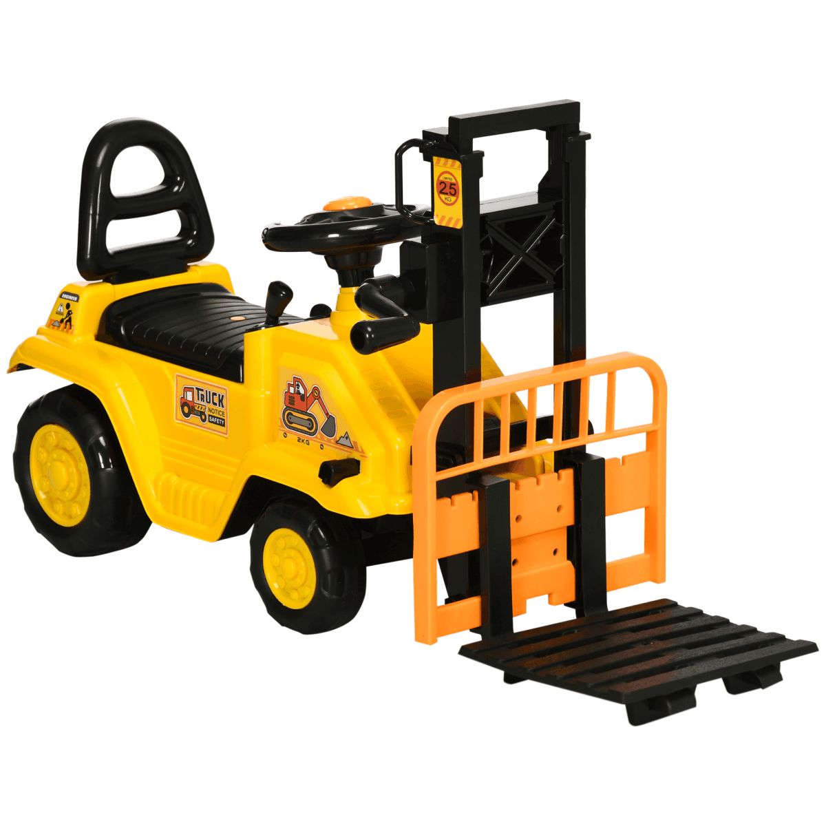 Kids Ride on Forklift Truck w/ Fork Tray, Under Seat Storage, Backrest
