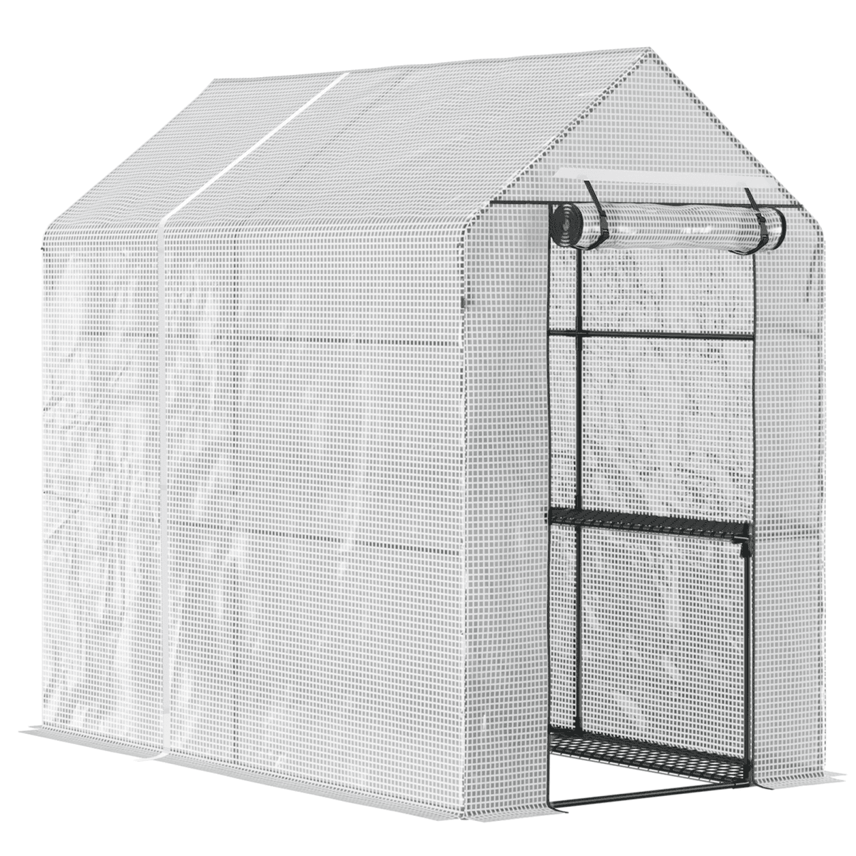 Walk in Garden Greenhouse with Shelves Steeple 186Lx120Wx190Hcm White